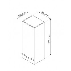Ondée Demi colonne suspendue 35 x 90 x 30 cm une porte chêne Bio ALAN Kobleo