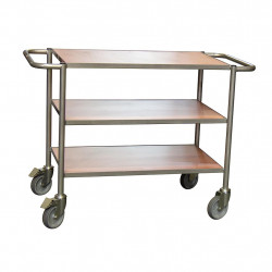 Fimm Chariot bureaux charge 150 kg 3 plateaux bois Diam roues 125 mm gris m Kobleo