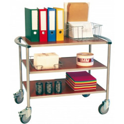 Fimm Chariot bureaux charge 150 kg 3 plateaux bois Diam roues 125 mm gris m Kobleo