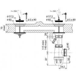 Valentin Ensemble en plastique blanc pour éviers grès orifice Diam 60 mm Kobleo
