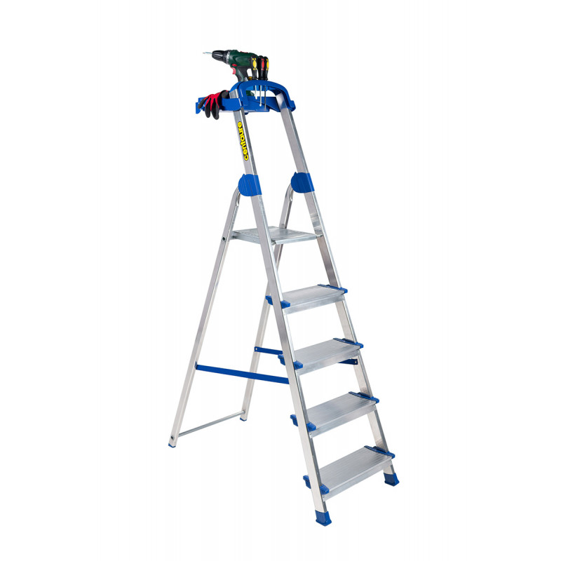 Centaure Escabeau aluminium 5 marches hauteur d'accès maxi 3 m BIG STEP Kobleo Centaure Escabeau aluminium 5 marches hauteur d'accès maxi 3 m BIG STEP Kobleo
