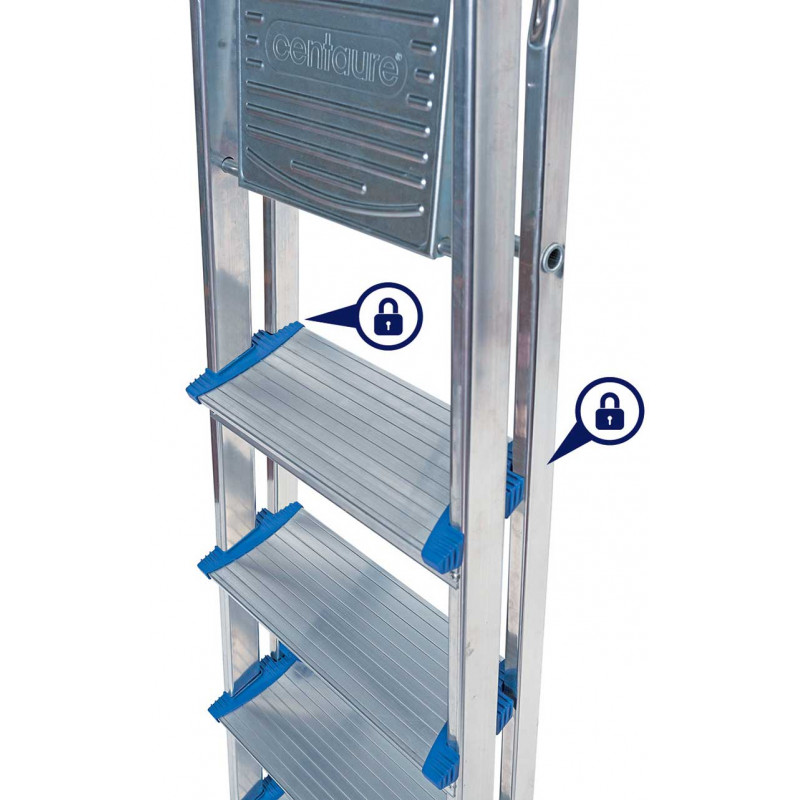 Centaure Escabeau aluminium 5 marches hauteur d'accès maxi 3 m BIG STEP Kobleo Centaure Escabeau aluminium 5 marches hauteur d'accès maxi 3 m BIG STEP Kobleo