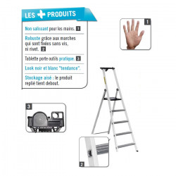 Centaure Escabeau Aluminium laqué 5 marches 3m MB Kobleo
