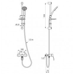 Delabie Ensemble douche mitigeur mécanique EP Securitouch raccords standards M Kobleo Delabie Ensemble douche mitigeur mécanique EP Securitouch raccords standards M Kobleo