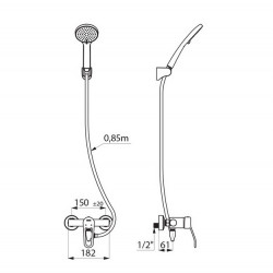 Delabie Ensemble douche autovidable mitigeur mécanique Securitouch M1/2 Laito Kobleo