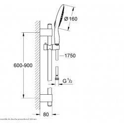Grohe Ensemble de douche chromé Diam 160 mm Power&soul 4 jets 27749000 Grohe Kobleo