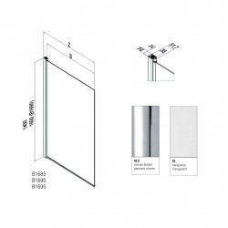 Samo Pare-bain 85-87cm Ht160cm profilé alu chromé brillant B1695ULUTR Kobleo