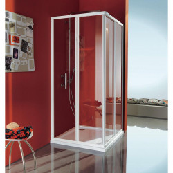 Samo Paroi de douche angle Ciao coulissante 70-80cm verre transparent Samo Kobleo