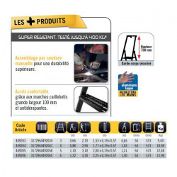 Centaure Escabeau Aluminium à marches caillebotis 3,10 m MISTER T 5 marches Kobleo