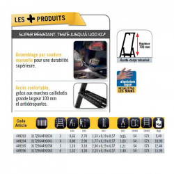 Centaure Escabeau 6 marches Centaure MISTER T hauteur accès max 3,30m alu Kobleo