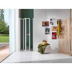 Samo Porte douche trois panneaux pliants 87-91cm profilé blancVerre transpa Kobleo