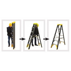 Centaure Escabeau en fibre de verre 3+1 marches hauteur d'accès 230 m Swing Pro Kobleo