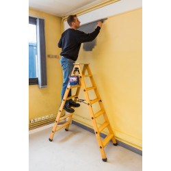 Centaure Escabeau double accès bois 2x6 marches tablette Kobleo Centaure Escabeau double accès bois 2x6 marches tablette Kobleo