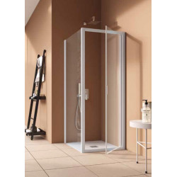 Samo Porte douche pivotante 76 84cm Profilés blanc mat AMERICA QUATTRO Kobleo