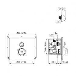 Delabie Ensemble douche SECURITHERM thermostatique temporisé encastré ~30 sec  Kobleo
