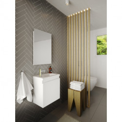 Allibert Ensemble lave-mains 40cm 1 porte miroir couleur blanc brillant laqué P Kobleo