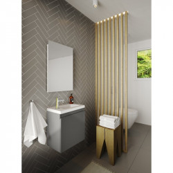 Allibert Ensemble lave-mains 40 cm 1 porte miroir couleur gris foncé brillant P Kobleo