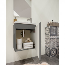 Allibert Ensemble lave-mains 40 cm 1 porte miroir couleur gris foncé brillant P Kobleo