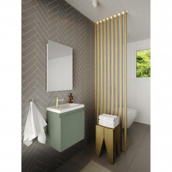 Allibert Ensemble lave-mains 40 cm 1 porte avec miroir couleur vert gris mat Po Kobleo