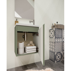 Allibert Ensemble lave-mains 40 cm 1 porte avec miroir couleur vert gris mat Po Kobleo