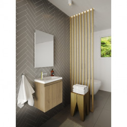 Allibert Ensemble lave-mains 40 cm 1 porte avec miroir couleur chêne hamilton P Kobleo