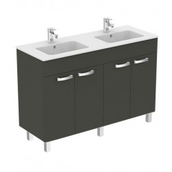 Porcher Ensemble Ulysse meuble sur pied gris moyen 120cm lavabo-plan double va Kobleo