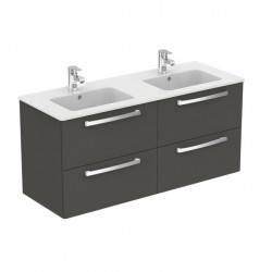 Porcher Ensemble Ulysse meuble suspendu gris moyen 120cm lavabo-plan double va Kobleo