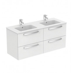Porcher Ensemble Ulysse meuble suspendu blanc 120cm lavabo-plan double  vasque Kobleo