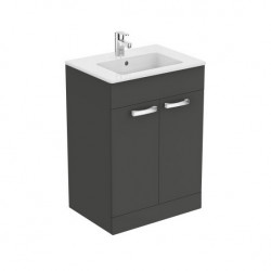 Porcher Ensemble Ulysse meuble au sol gris moyen 60cm lavabo-plan 2 portes Kobleo