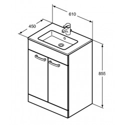 Porcher Ensemble Ulysse meuble au sol laqué blanc brillant 60cm lavabo-plan 2  Porcher Kobleo