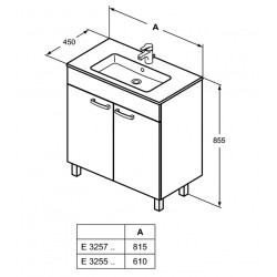 Porcher Ensemble Ulysse meuble sur pied gris moyen lavabo-plan grès fin 61x45x Kobleo