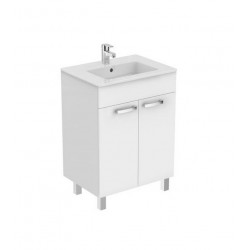 Porcher Ensemble Ulysse meuble sur pied laqué blanc brillant lavabo-plan grès  Kobleo