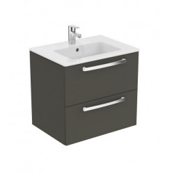 Porcher Ensemble Ulysse meuble suspendu 60cm gris moyen lavabo-plan grès fin 2 Porcher Kobleo