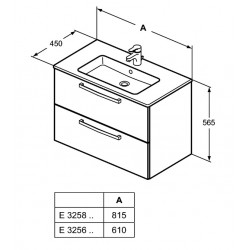 Porcher Ensemble Ulysse meuble suspendu gris moyen 80cm lavabo-plan 2 tiroirs Kobleo