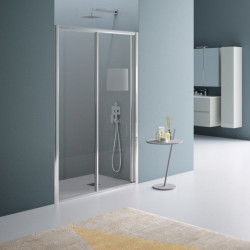 Samo Porte de douche coulissante America 185cm verre transparent blanc Samo Kobleo