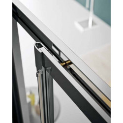 Samo Porte de douche coulissante America 185cm verre transparent blanc Samo Kobleo