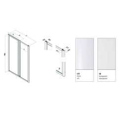 Samo Porte de douche coulissante America 185cm verre transparent blanc Samo Kobleo