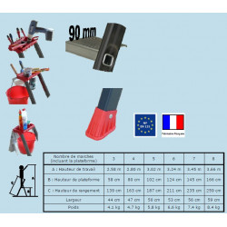 Escalux Escabeau 8 marches Escalux PROLUX PLUS pro aluminium hauteur 3,66m Kobleo