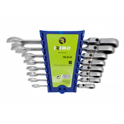 Irimo Jeu de 8 clés mixtes à cliquet réversible avec tête articulée 8 à 19 m Kobleo