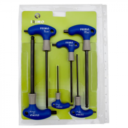 Irimo Jeu de 6 tournevis six pans à tête sphérique et manche en T 42B-6-B Kobleo