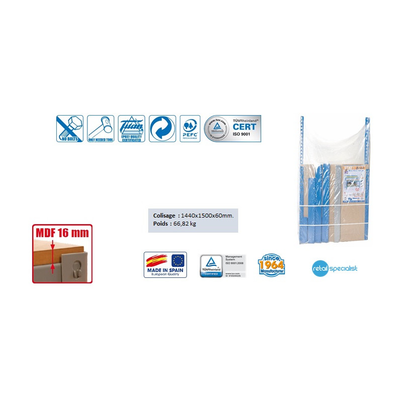 Simon Rack Kit Etabli avec tiroir 1440x1500x750mm BT-1 BOX 1500 BLEU/BOIS Kobleo Simon Rack Kit Etabli avec tiroir 1440x1500x750mm BT-1 BOX 1500 BLEU/BOIS Kobleo