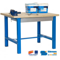 Simon Rack Kit Etabli BT6-Box 1500 avec tiroir 865x1500x750mm Bleu/Bois SimonRack Kobleo Simon Rack Kit Etabli BT6-Box 1500 avec tiroir 865x1500x750mm Bleu/Bois SimonRack Kobleo