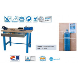 Simon Rack Kit Etabli BT6-Box 1500 avec tiroir 865x1500x750mm Bleu/Bois SimonRack Kobleo Simon Rack Kit Etabli BT6-Box 1500 avec tiroir 865x1500x750mm Bleu/Bois SimonRack Kobleo