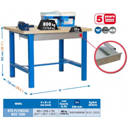 Simon Rack Kit Etabli BT6-Box 1500 avec tiroir 865x1500x750mm Bleu/Bois SimonRack Kobleo Simon Rack Kit Etabli BT6-Box 1500 avec tiroir 865x1500x750mm Bleu/Bois SimonRack Kobleo