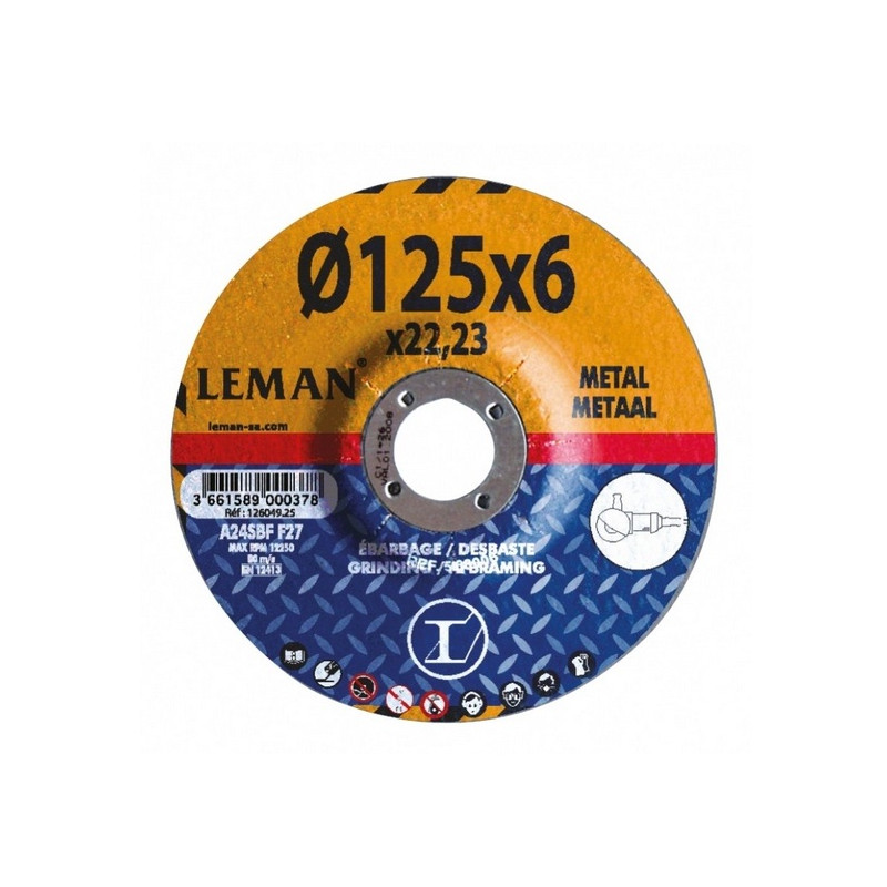 Leman Lot de 10 disques ébarbage métal D.115x22,23x6mm Kobleo