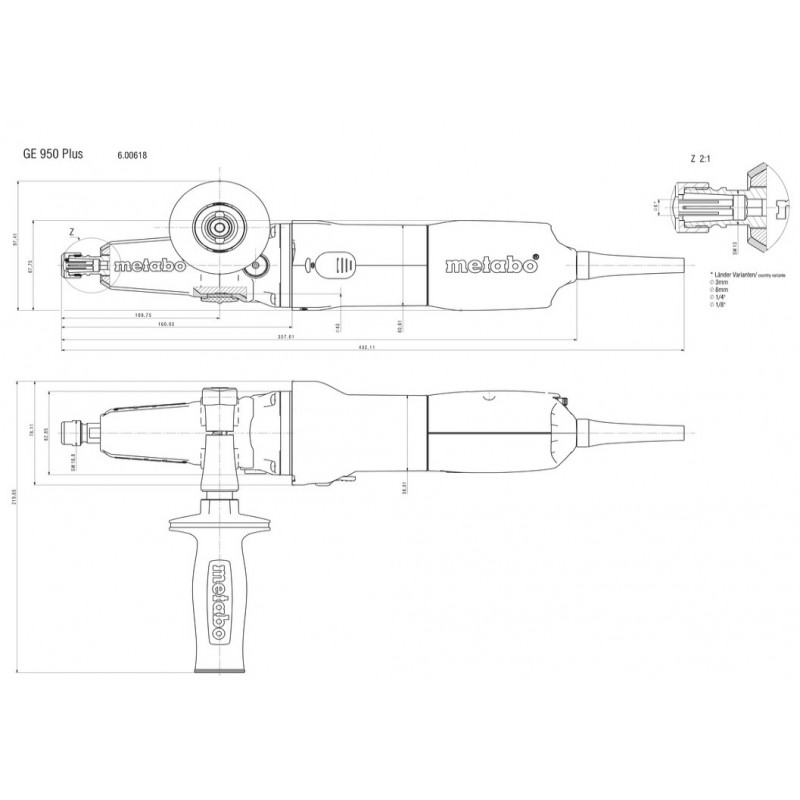 Metabo Meuleuse droite 950W 6 mm avec poignée supplémentaire GE 950 G Plus Kobleo Metabo Meuleuse droite 950W 6 mm avec poignée supplémentaire GE 950 G Plus Kobleo