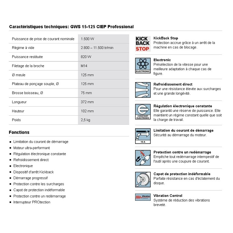 Meuleuse pour chantier naval - AG60-125 - Bosch Tools - électrique