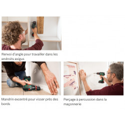 Bosch Perceuse percussion 18V 2x25 Ah Li-Ion +Set 3 mandrins 36 Nm AdvancedI Kobleo