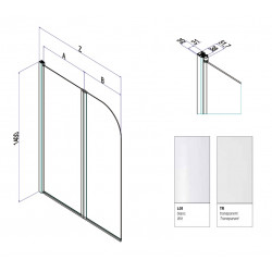 Samo Pare-bainVerre arrondi 105-107 cm Ht140 cm profilé blanc transparent B Kobleo