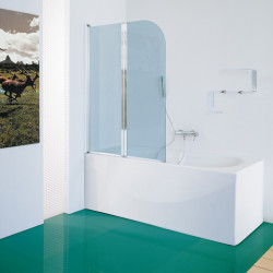 Samo Pare-bainVerre arrondi 120-122 cm Ht140 cm profilé blanc transparent B Kobleo